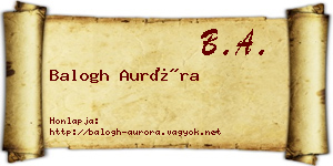 Balogh Auróra névjegykártya